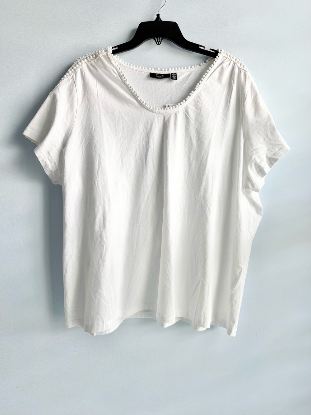 Ella By Rafaella Women’s White Plus Size Dot Trim Top Size 3X
